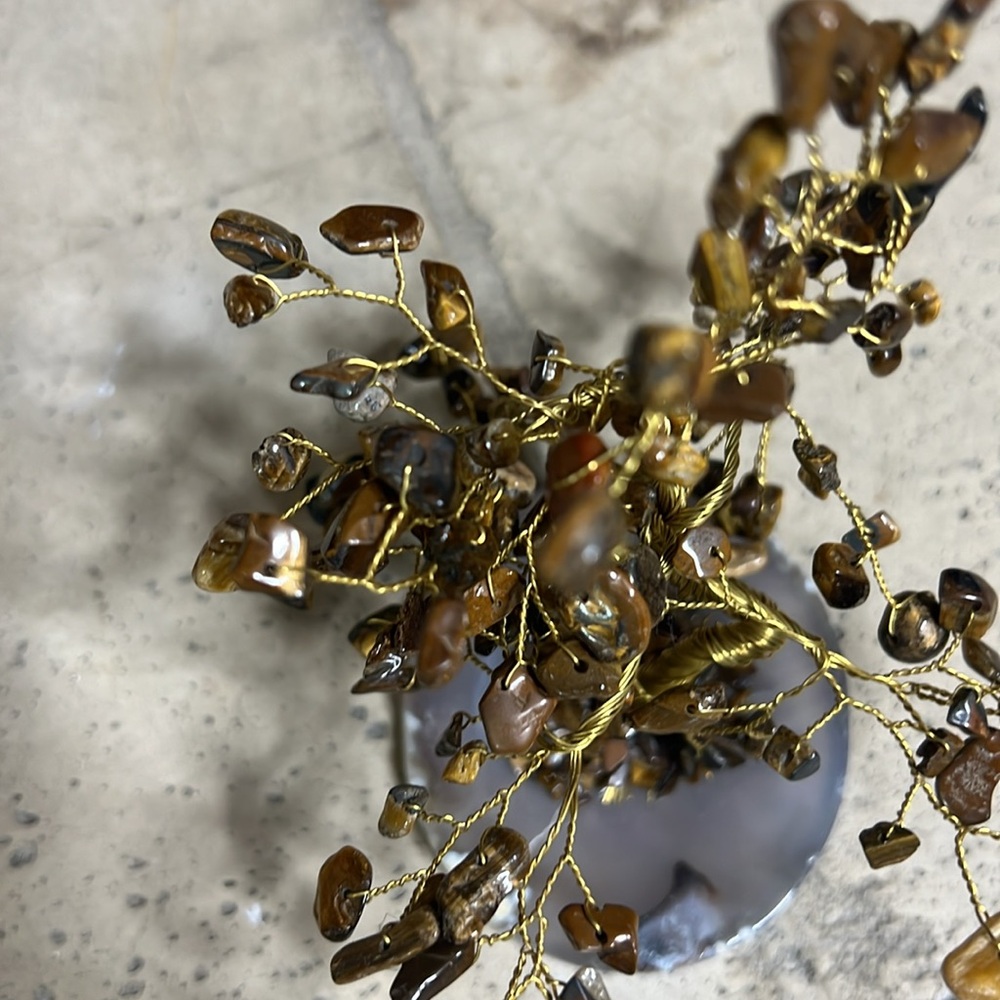 Handcrafted Tiger Eye Gemstone Mini Tree Sculpture - Picture 3 of 7